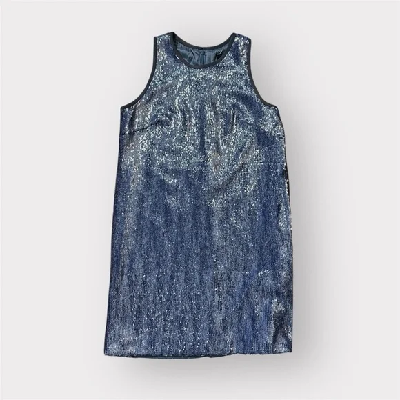 Carmen Marc Valvo Denim Blue Full Sequin Shift Dress- Size 4 - Picture 4 of 9